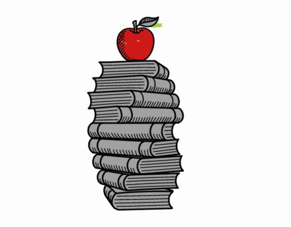 Libros y manzana