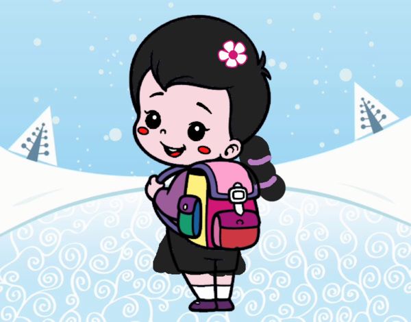 Niña yendo a la escuela 🏫 en la nieve  ⛄️  🌨  ❄️ 