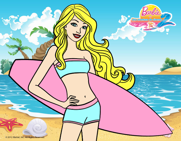 Barbie con tabla de surf