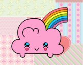 Nube con arco iris kawaii