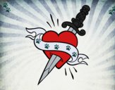 Tatuaje de corazón y puñal