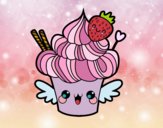 Cupcake kawaii con fresa