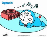 Doraemon escuchando música