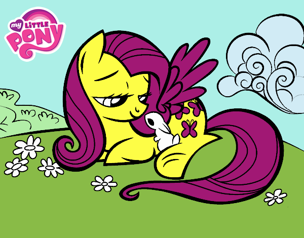 Fluttershy con un conejito