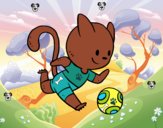 Gato jugando a fútbol