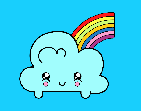 Nube con arco iris kawaii