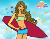 Barbie con tabla de surf