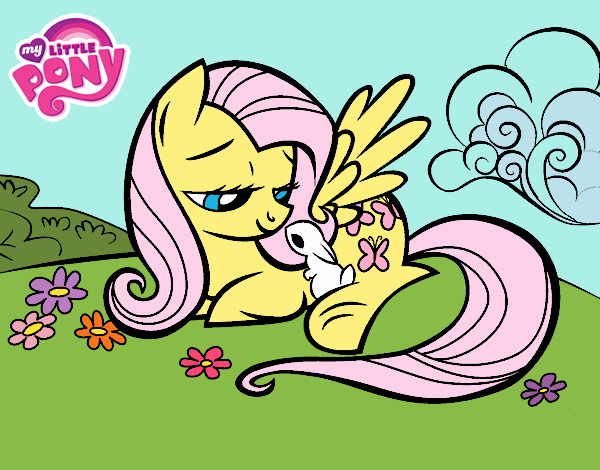 Fluttershy con un conejito