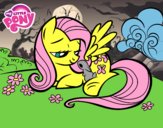 Fluttershy con un conejito