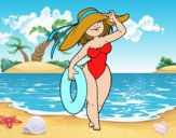 Mujer en playa