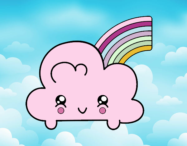 Nube con arco iris kawaii