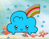 Nube con arco iris kawaii