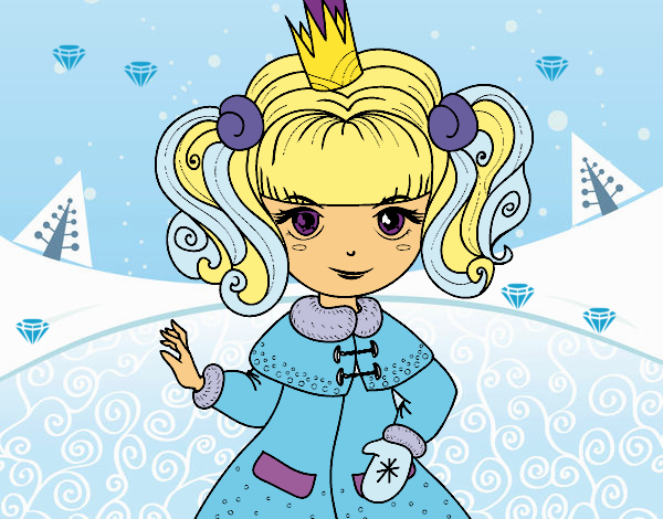 la princesa del invierno con vestido-chaqueta especial