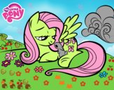 Fluttershy con un conejito