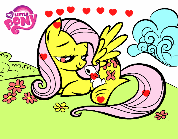 Fluttershy con un conejito