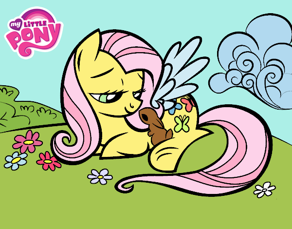 Fluttershy con un conejito