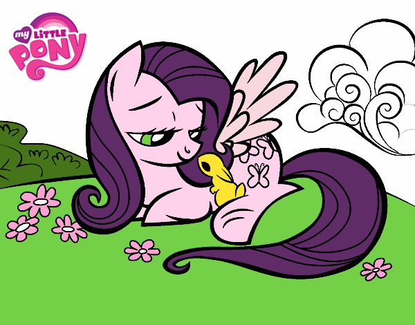 Fluttershy con un conejito