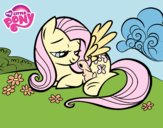 Fluttershy con un conejito