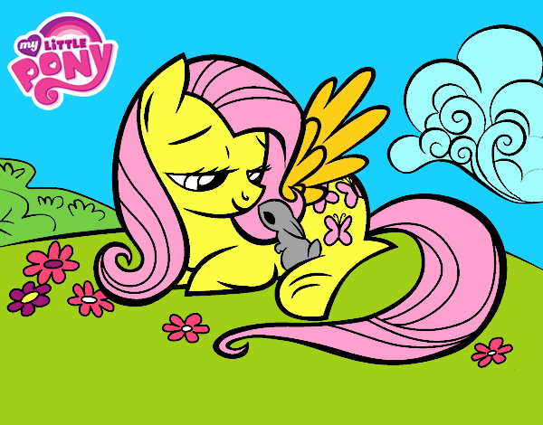 Fluttershy con un conejito