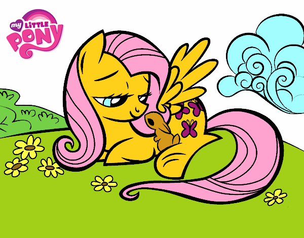 Fluttershy con un conejito