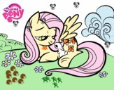 Fluttershy con un conejito