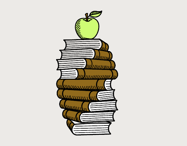 Libros y manzana