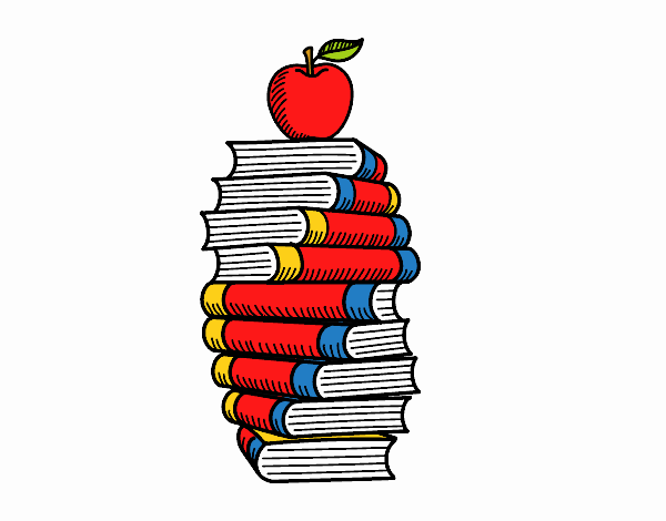 Libros y manzana