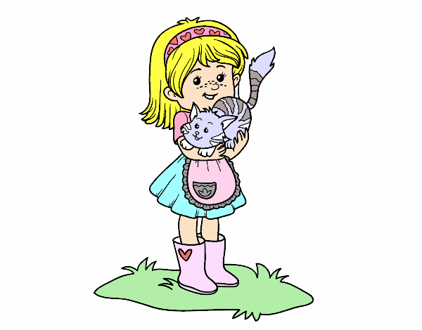 Niña con gatito