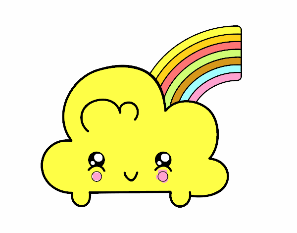 Nube con arco iris kawaii