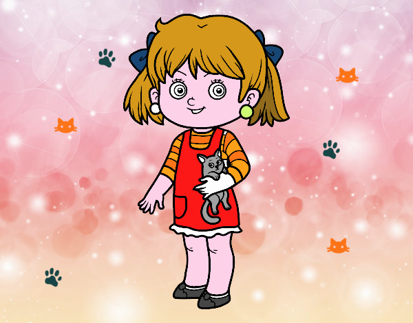 Una niña con gatito
