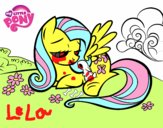 Fluttershy con un conejito