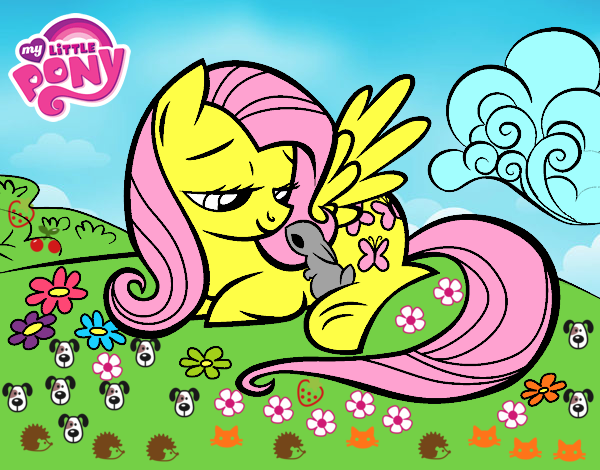 Fluttershy con un conejito