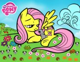 Fluttershy con un conejito