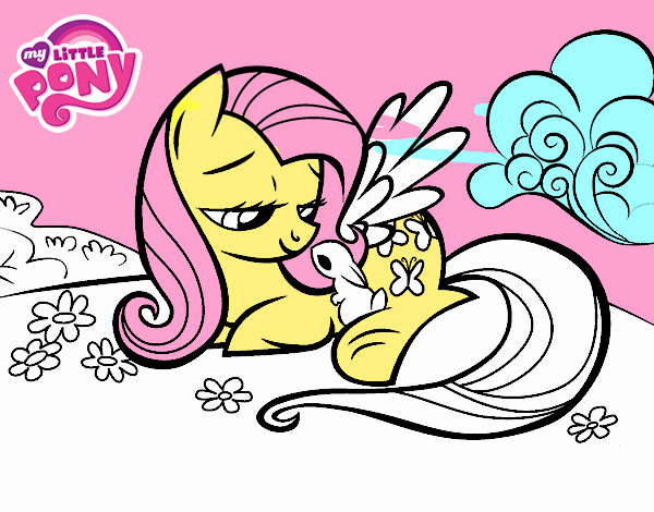 Fluttershy con un conejito