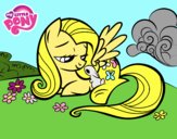 Fluttershy con un conejito