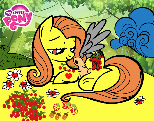 Fluttershy con un conejito