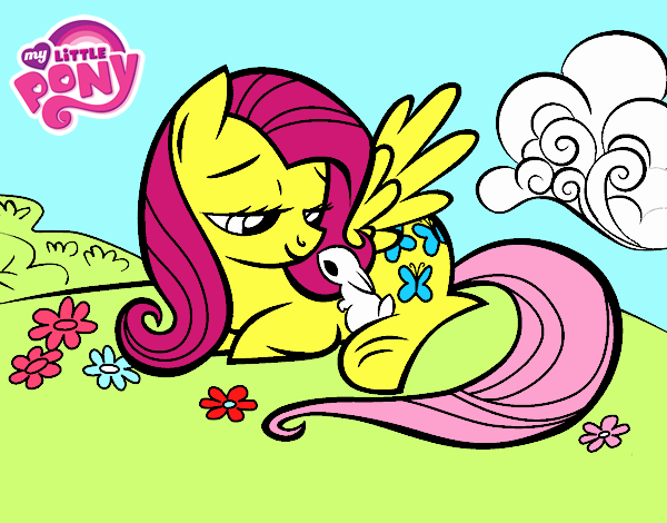 Fluttershy con un conejito