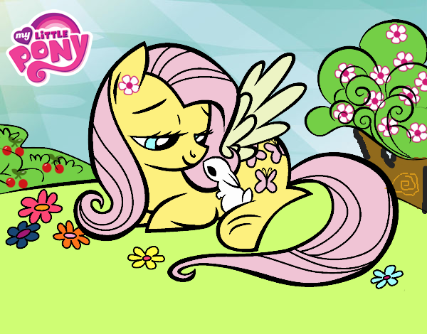 Fluttershy con un conejito