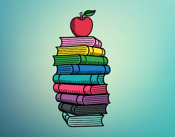 Libros y manzana