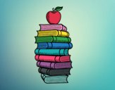 Libros y manzana