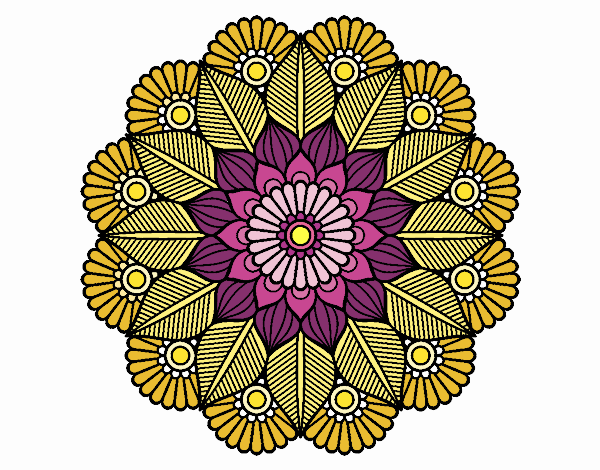 mandala de color morado y amarillo