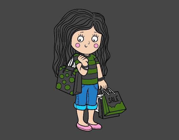 Niña con compras de verano