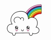 Nube con arco iris kawaii