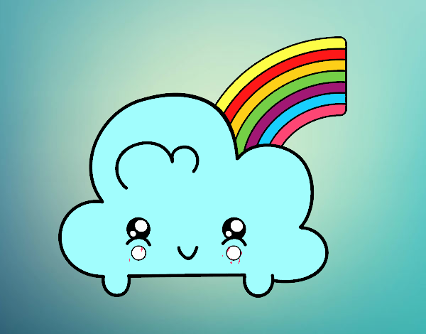 Nube con arco iris kawaii