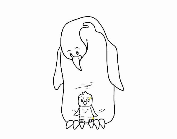 Pingüino con su cría