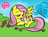 Fluttershy con un conejito