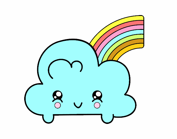 Nube con arco iris kawaii