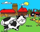 Vaca en la granja