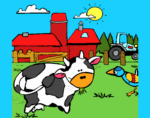 Vaca en la granja