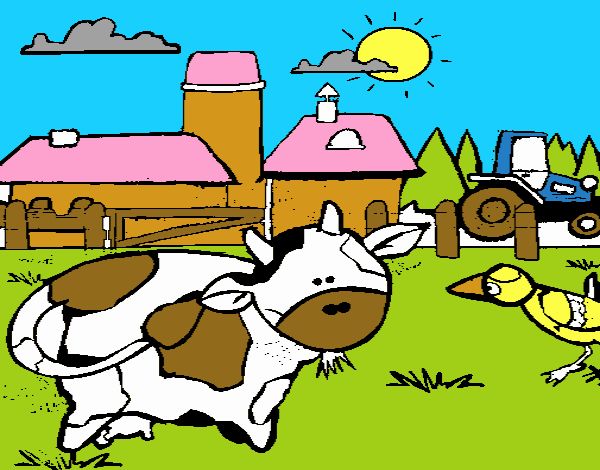 Vaca en la granja